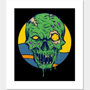 Zombie Skull Halloween Posters and Art